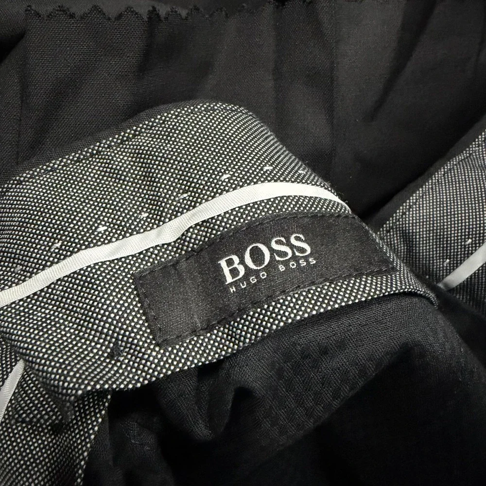 Hugo Boss Dress Suit Pants Mens 32R Black Unhemmed Wool NEW